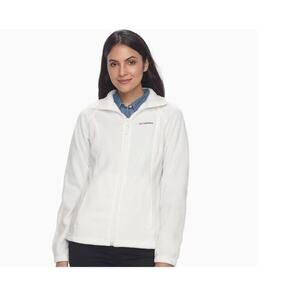 New Columbia Three Lakes Fleece White Womens Full Zip Jacket 1X 14/16
